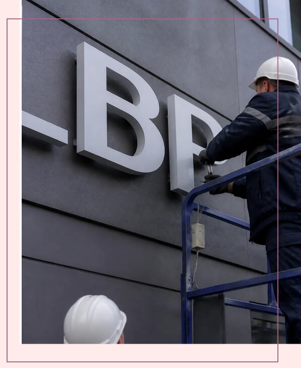 Изготовление и монтаж наружных букв на подложке в Вольске